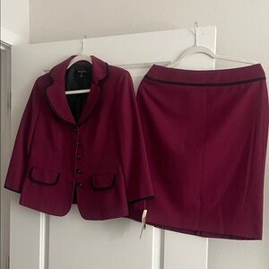 Nine West Wine Blazer and skirt  with Black Trim